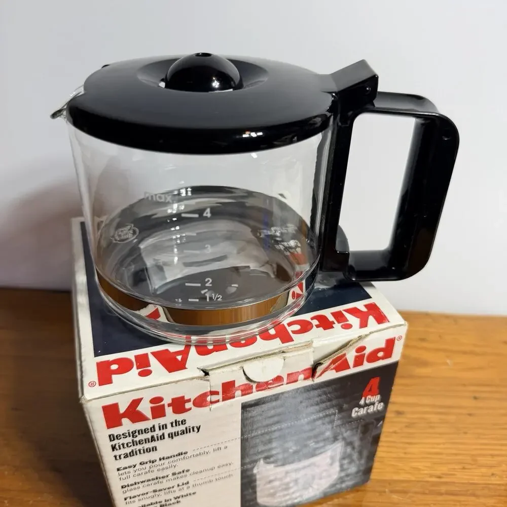 KITCHENAID 4 CUP CARAFE REPLACEMENT GLASS COFFEE POT W/ LID BLACK KCM04CBL * NEW